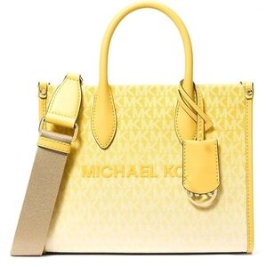 NWT: Michael Kors Mirella Small Daisy Yellow Ombré Signature Logo Crossbody Bag